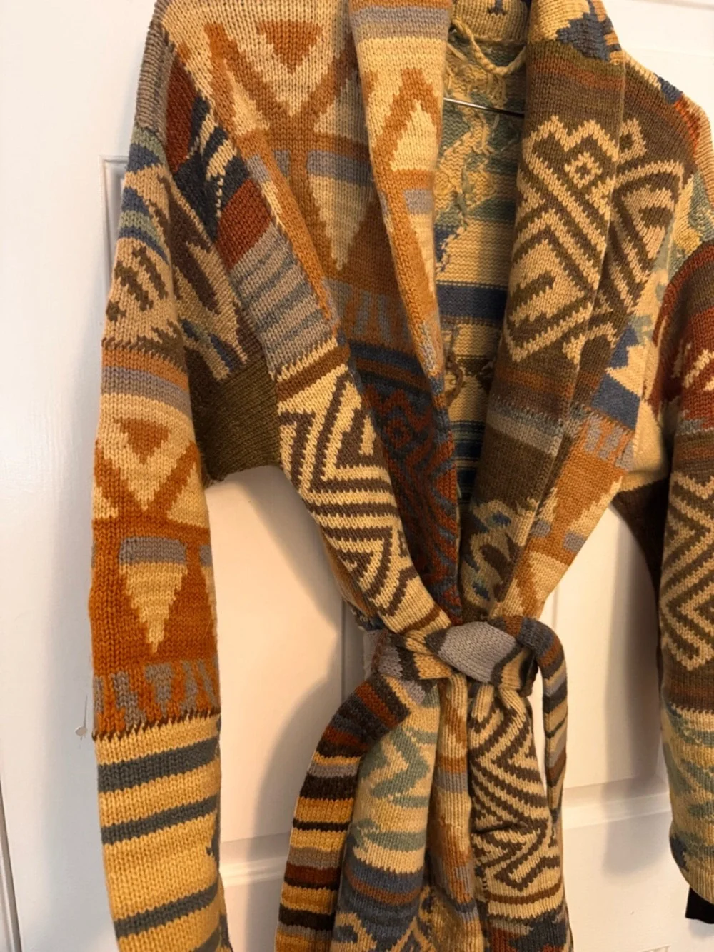 Vintage Ralph Lauren Wrap Belted Cardigan Aztec Print - Picture 3 of 4